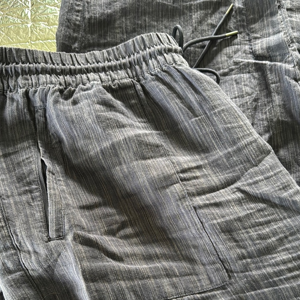 Athleta denim blue linen wide leg pants